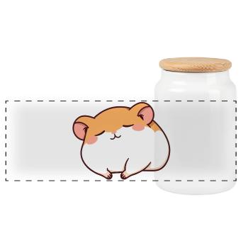 Sleeping hamster - Panoramic Cookie Jar with Wooden Lid - white - Front