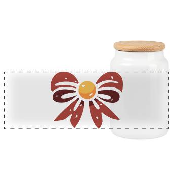 Cartoon Christmas bow illustration - Panoramic Cookie Jar with Wooden Lid - white - Front