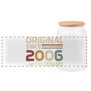 Original 2006 Vintage Vintage Birthday Retro - Panoramic Cookie Jar with Wooden Lid - white - Front