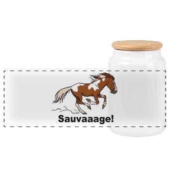 Elster Wild Horse (für leichte Textilien) - Panorama Keksdose mit Holzdeckel - Weiß - Vorne