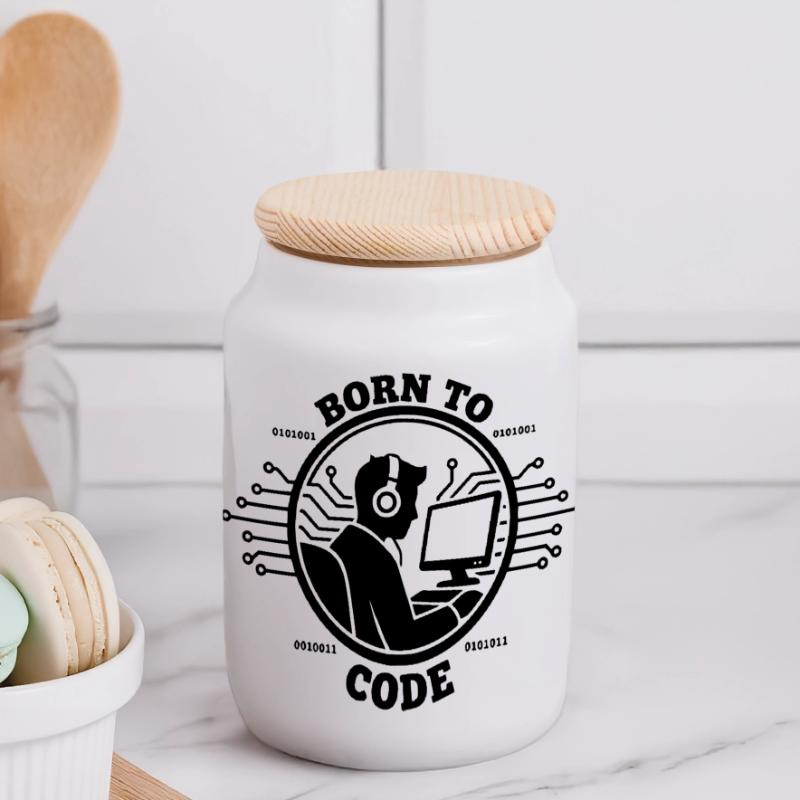 Programmierer, der zum Programmieren geboren wurde Programmierer Panorama Keksdose mit Holzdeckel