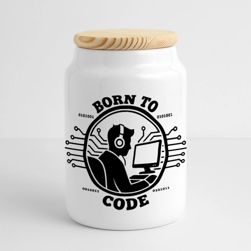 Programmierer, der zum Programmieren geboren wurde Programmierer Panorama Keksdose mit Holzdeckel