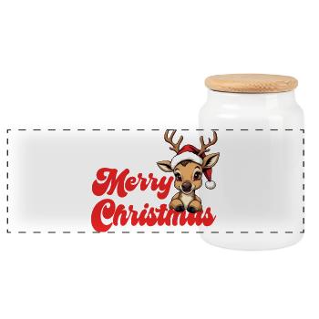 Noël de rennes Joyeux Noël - Boîte à biscuits avec couvercle en bois - blanc - Devant