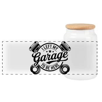 Mechanic I Left My Garage Quote - Panoramic Cookie Jar with Wooden Lid - white - Front