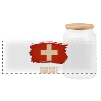 Drapeau grunge de la Suisse, fierté suisse - Boîte à biscuits avec couvercle en bois - blanc - Devant