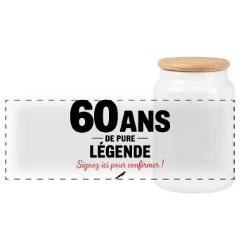 60 Years of Pure Legend Funny Birthday Gift - Panoramic Cookie Jar with Wooden Lid - white - Front
