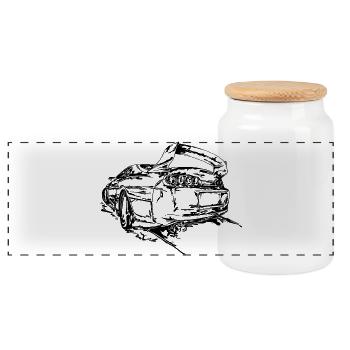 Supra 02 - Panoramic Cookie Jar with Wooden Lid - white - Front