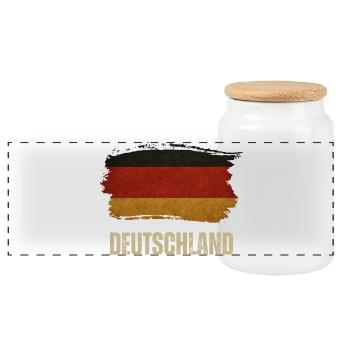 Grunge flag of Germany, proud German - Panoramic Cookie Jar with Wooden Lid - white - Front
