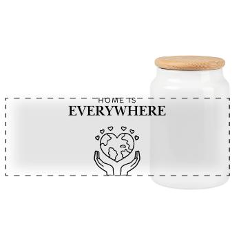 Home_Is_Everywhere_icon_black - Panorama Keksdose mit Holzdeckel - Weiß - Vorne