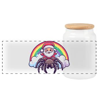 Tarantula Weihnachtsmann Weihnachten - Panorama Keksdose mit Holzdeckel - Weiß - Vorne