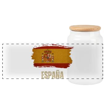 Grunge-Flagge von Spanien, spanischer Stolz - Panorama Keksdose mit Holzdeckel - Weiß - Vorne