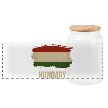 Grunge-Flagge von Ungarn, ungarischer Stolz - Panorama Keksdose mit Holzdeckel - Weiß - Vorne