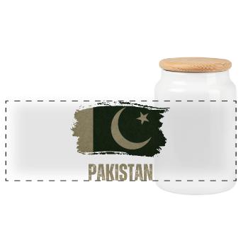 Pakistan Grunge Flag, Pakistani Proud - Panoramic Cookie Jar with Wooden Lid - white - Front