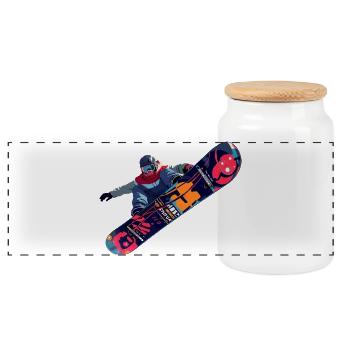 snowboard - Panoramic Cookie Jar with Wooden Lid - white - Front