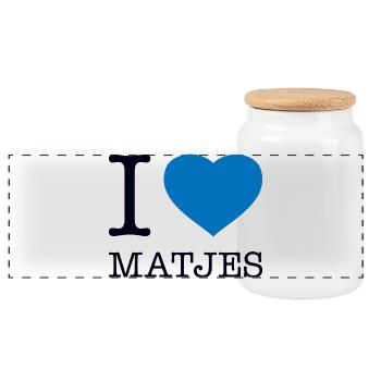 J’adore Matjes - Boîte à biscuits avec couvercle en bois - blanc - Devant
