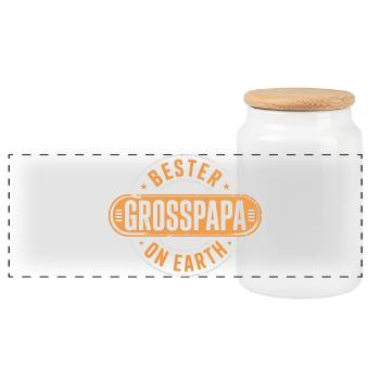 Bester Grosspapa Opa - Panorama Keksdose mit Holzdeckel - Weiß - Vorne