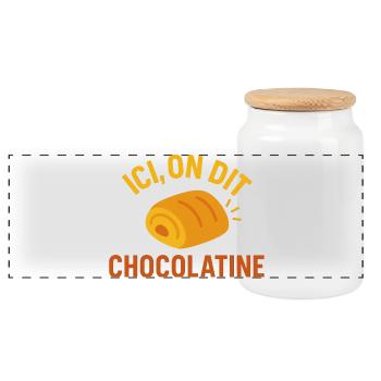 Ici on dit chocolatine - Boîte à biscuits avec couvercle en bois - blanc - Devant