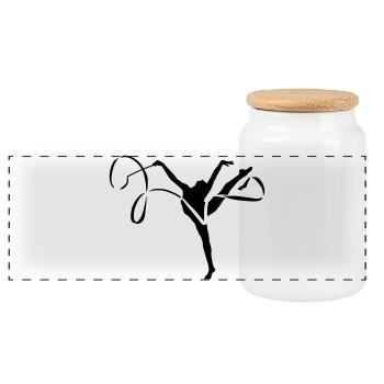 Gymnastics Band - Panoramic Cookie Jar with Wooden Lid - white - Front