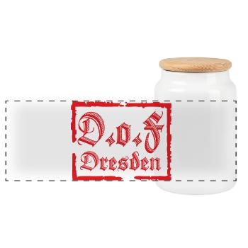 D.o.F Dresden Fraktur - Panorama Keksdose mit Holzdeckel - Weiß - Vorne