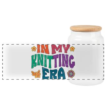 In my knitting era - Panorama Keksdose mit Holzdeckel - Weiß - Vorne