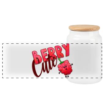 Berry Cute Himbeere - Panorama Keksdose mit Holzdeckel - Weiß - Vorne
