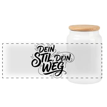 Dein Stil Dein Weg - Panorama Keksdose mit Holzdeckel - Weiß - Vorne