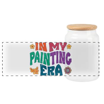 in_my_painting_era_dark_Kopie - Panoramic Cookie Jar with Wooden Lid - white - Front