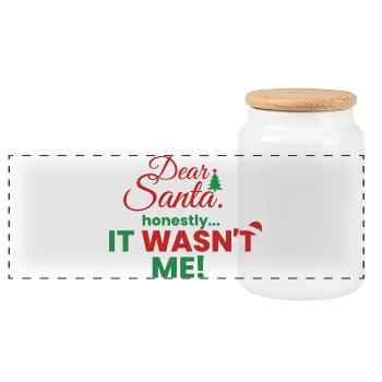 Dear Santa – Honestly, it wasn't me! - Panoramic Cookie Jar with Wooden Lid - white - Front