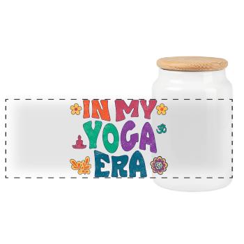 À l’époque du yoga - Boîte à biscuits avec couvercle en bois - blanc - Devant