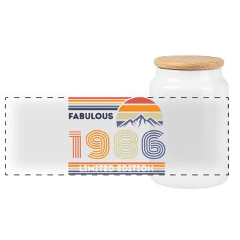 Fabulous 1986 – Design en édition limitée - Boîte à biscuits avec couvercle en bois - blanc - Devant