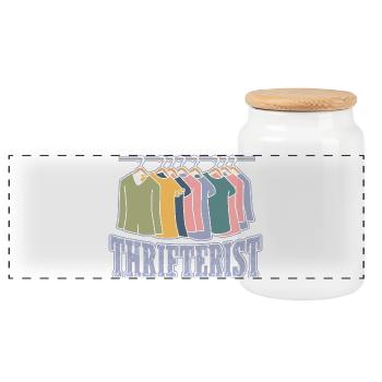 Thrift Shopper Thrifterist Thrift Store - Panorama Keksdose mit Holzdeckel - Weiß - Vorne