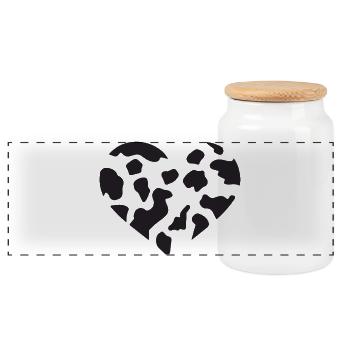 Top Creative Cow Graphic In Black White - Panoramic Cookie Jar with Wooden Lid - white - Front