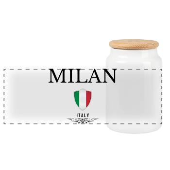 I love Milan, souvenir Milan - Panoramic Cookie Jar with Wooden Lid - white - Front