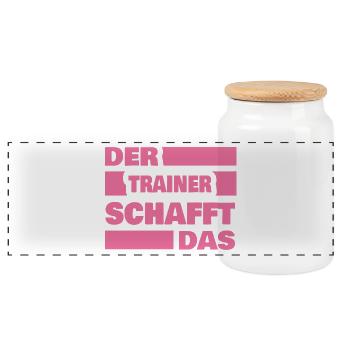 Cadeau pour l’entraîneur - Boîte à biscuits avec couvercle en bois - blanc - Devant