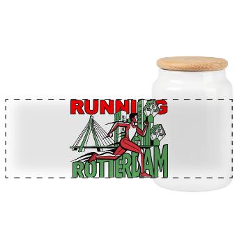 Running Rotterdam City Run - Panoramic Cookie Jar with Wooden Lid - white - Front
