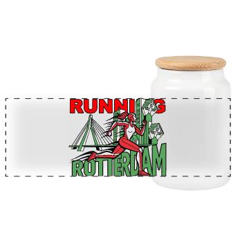 Läufer Rotterdam CityRun - Panorama Keksdose mit Holzdeckel - Weiß - Vorne