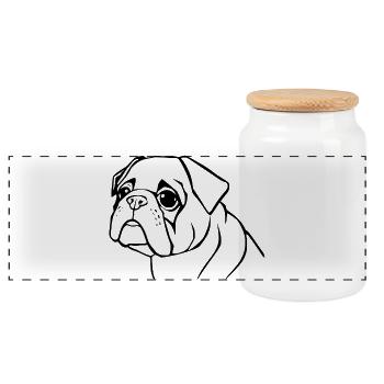 schwarzer Mops Hunde T-shirt Geschenk Weihnachten - Panorama Keksdose mit Holzdeckel - Weiß - Vorne