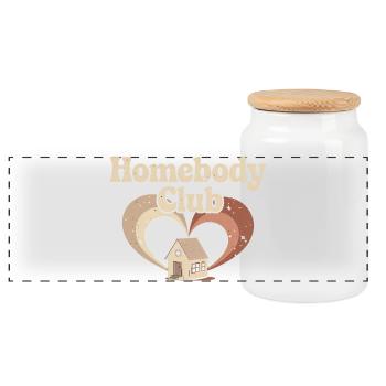 Homebody Club – Maison Douillette - Boîte à biscuits avec couvercle en bois - blanc - Devant