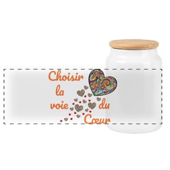 Choisir la voie du cœur  - Boîte à biscuits avec couvercle en bois - blanc - Devant