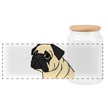 Mops Hunde T-shirt Geschenk Weihnachten - Panorama Keksdose mit Holzdeckel - Weiß - Vorne