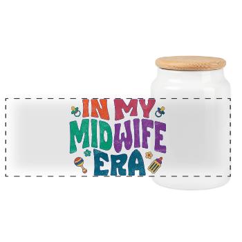 In my Midwife Era - Panoramic Cookie Jar with Wooden Lid - white - Front