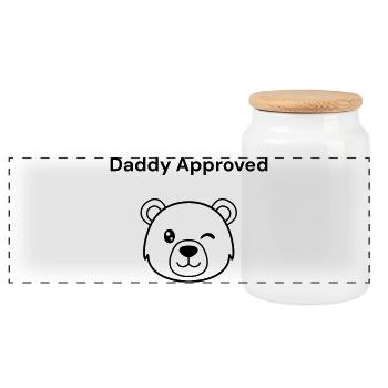 Dad says: Daddy Approved (Bärenkopf) - Panoramic Cookie Jar with Wooden Lid - white - Front