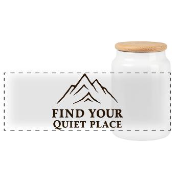 Find Your Quiet Place Berge Ruhe Spruch - Panorama Keksdose mit Holzdeckel - Weiß - Vorne