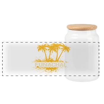 Cadeau pour Funachal - Boîte à biscuits avec couvercle en bois - blanc - Devant