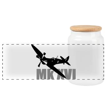 Spitfire Mk 16 - Panorama Keksdose mit Holzdeckel - Weiß - Vorne