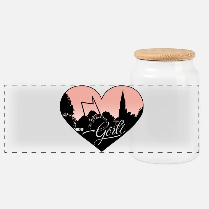 Cœur de Görli Parc Görlitzer - Boîte à biscuits avec couvercle en bois - blanc
