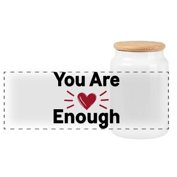 You Are Enough Selbstliebe Statement - Panorama Keksdose mit Holzdeckel - Weiß - Vorne