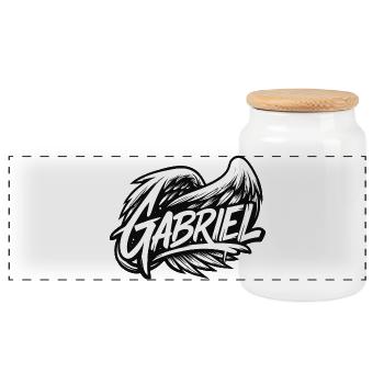 Archange Gabriel | Simple Graffiti Style - Boîte à biscuits avec couvercle en bois - blanc - Devant