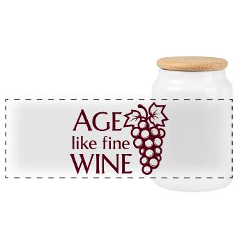 Age Like Fine Wine Weinliebhaber Spruch - Panorama Keksdose mit Holzdeckel - Weiß - Vorne