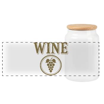 WINE Trauben Emblem - Panorama Keksdose mit Holzdeckel - Weiß - Vorne